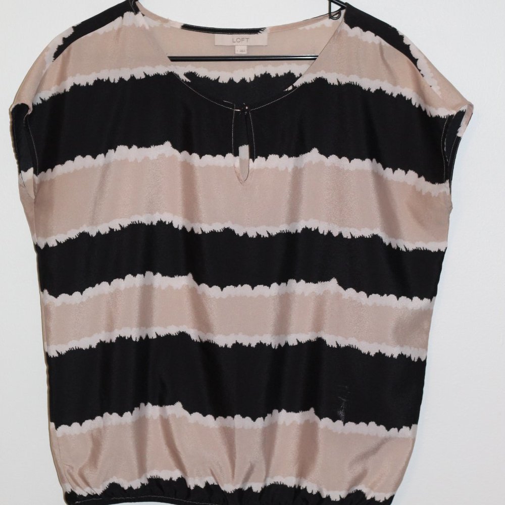 Loft Tan and Black Blouse